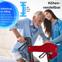 KESSER - Lichtgewicht Rollator - Dubbel Opvouwbaar - Rood •