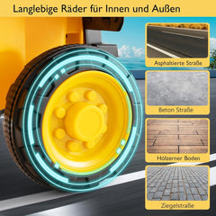 COSTWAY TQ10154DE-YWDE Elektrische kinderauto, zit-kiepwagen met veiligheidshelm, kindertractor tot 2,5 km/u, elektrische vrachtwagen voor kinderen vanaf 18 maanden