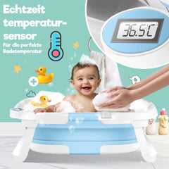 KIDIZ® Babybadje Opvouwbaar met Thermometer - 0-12 Maanden - Blauw