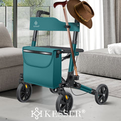 Lichtgewicht Rollator - Dubbel Opvouwbaar - Groen - KESSER