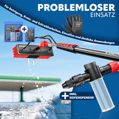 MASKO® Telescopische wasborstel - 7,2m - Incl. Wasborstel - Rood