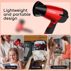 Fohn - Haardroger - Inklapbare Föhn - 1400W - Rood - Aigostar