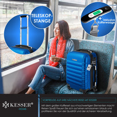 KESSER® Reiskofferset - 4-delig - ABS- Kofferset - Blauw