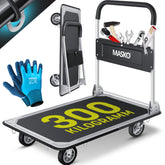 MASKO® Plateauwagen - Tot 300kg - Transportkar - Transportwagen - Zwart