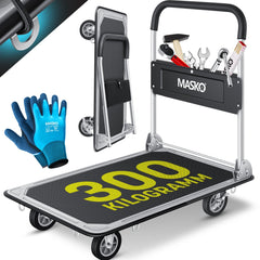 MASKO® Plateauwagen - Tot 300kg - Transportkar - Transportwagen - Zwart