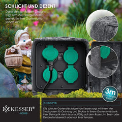 KESSER® Tuinstopcontact - 4 stopcontacten - IP44 waterdicht - Antraciet