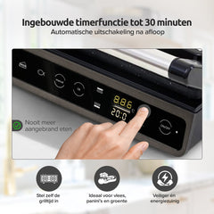 Contactgrill - Tosti apparaat - Tosti ijzer - Grill apparaat - 1800W - Zwart - Olvy •