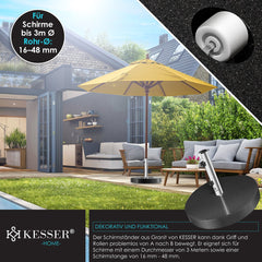 KESSER® Parasolvoet op wielen Graniet 30 kg - Parasol voet tot Ø38mm - Ø48mm verrijdbaar Rond Ø45cm - Antraciet