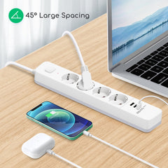 Stekkerdoos met USB - Verlengsnoer - Verlengkabel - 3M - Wit - Aigostar