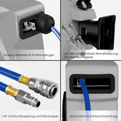 Automatische Luchtslanghaspel - Luchthaspel - 20 meter - Grijs
