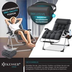 Tuinstoel - Ligstoel - Verstelbaar - Opvouwbaar - Antraciet - KESSER®