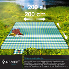 KESSER® Picknickkleed - Waterdicht - 200x200 cm - Wasbaar - Blauw / Groen