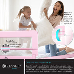 KESSER® bedhekje - Kinderbedhek - Bedhek - Babybedhek Valbeveiligingsbed voor Bed & boxspring - 200 cm, Roze