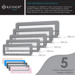 Bedhekje - 200 cm - Bedrand - Bedrail - Bedrek - Lichtgrijs - KESSER®