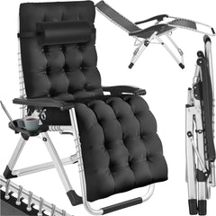 Tuinstoel - Ligstoel - Verstelbaar - Opvouwbaar - Zwart - Tectake®