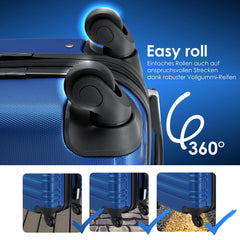 KESSER® Reiskofferset - 4-delig - ABS- Kofferset - Blauw