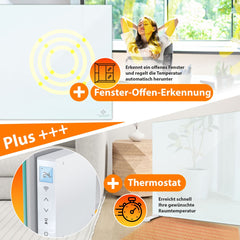 KESSER® Infrarood Kachel 500W Elektrische Verwarmingspaneel - Infraroodverwarming Energiebesparing 2-in-1 Staande & Muurmontage Verwarming met Thermostat + open raam detectie + Afstandsbediening & APP-bediening - Wit