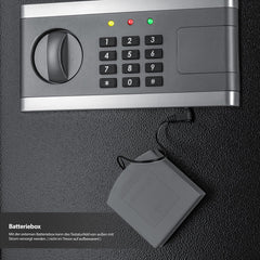 Kluis met cijferslot - Met sluitel - Elektronisch - 31x20x20cm - Zwart - KESSER®