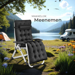 Tuinstoel - Ligstoel - Verstelbaar - Opvouwbaar - Zwart - Tectake®