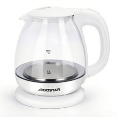 Waterkoker glas - met LED - 1L - 2200W - Wit - Aigostar