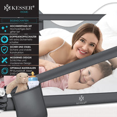 Bedhekje - 150 cm - Bedrand - Bedrail - Bedrek - Donkergrijs - KESSER®