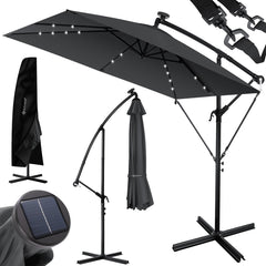 KESSER® Zweefparasol met voet - LED - Ø2.5m - 360° Draaibaar - Antraciet