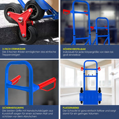 Masko® Steekwagen - Opvouwbaar - Transportwagen - Trappenklimmer - Blauw