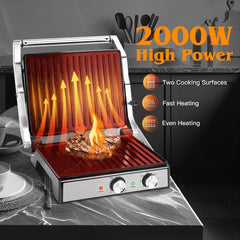 Tosti apparaat - Tosti ijzer - Contactgrill - Grill apparaat - 2000W - RVS - Aigostar