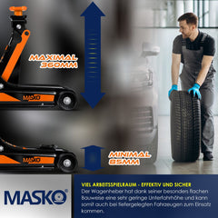 MASKO Hydraulische Autokrik - Garagekrik - 2.5 Ton - Oranje