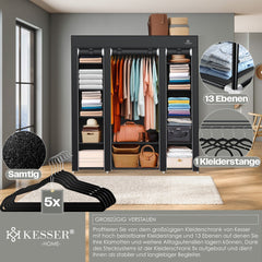 KESSER® Kledingkast - Opvouwbaar - 150x45x175cm - Zwart