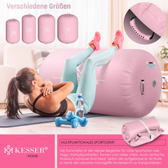 KESSER® Airtrack Turnmat opblaasbaare Gymnastiek Rol - Air Roll voor Gymnastiek & Turnen Fitness Mat Bal Rol met elektrische lucht-pomp Gymnastiekrol - Roze, 120 x 75 cm