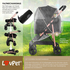 LOVPET® Hondenbuggy 2in1 Huisdieren - Wandelwagen - Zwart •