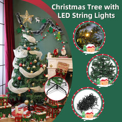 Kerstboom met verlichting - Kunstkerstboom - 180 cm - Met standaard - Aigostar