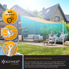 KESSER® Schaduwdoek 2.5x2.5x3.5m - Zonnezeil - Driehoek - Waterafstotend - Zand