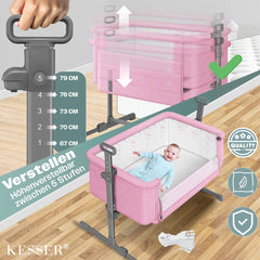 KESSER® 3in1 Ledikant - Babybed - Verstelbaar - Inklapbaar - Lichtgrijs