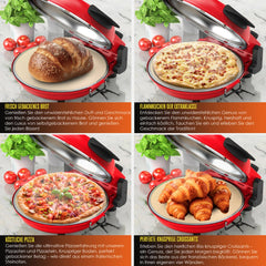 KESSER® Pizzaoven tot 400° - Pizzamaker - 1200W - Stenen plaat - Rood