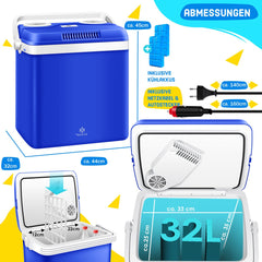 Koelbox Elektrisch – 12V en 230 volt - Coolbox - Frigobox - 32L – Blauw