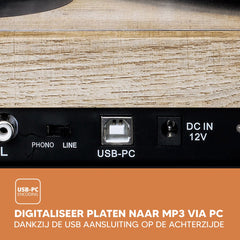 Lenco Platenspeler met Bluetooth - LBT-188PI - Hout •