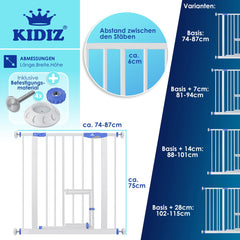 KIDIZ® Traphekje zonder boren - Veiligheidshekje - 74-87cm - Blauw