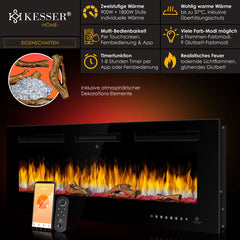 KESSER® elektrische Wandhaard - Sfeerhaard 9 kleuren LED - 127cm - Zwart