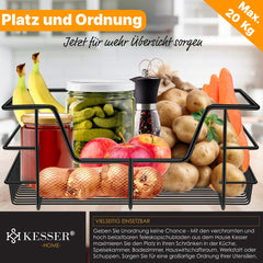 KESSER® Keukenlade / Telescopische lade / Keukenkast / Mand uittrekbaar / Kast uittrekbaar / Volledig uittrekbaar / Lade - 1x 50cm - Zwart