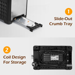Broodrooster - Toaster - 2 sleuven - 930W - Zwart