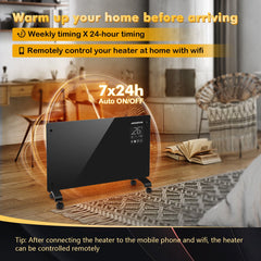 Elektrische Kachel - Heater - Convectorkachel met thermostaat - 2000W - Zwart