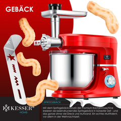 KESSER® 3-in-1 keukenmachine - Keukenrobot - 5,5L - Rood