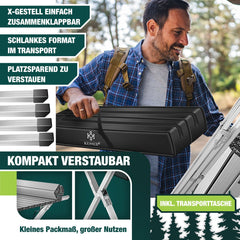 KESSER® Campingtafel Opvouwbaar - Verstelbaar - 145x70 cm - Zilver