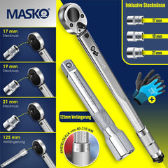 MASKO® Momentsleutel - 6-delig set - 40-210Nm - Zilver