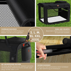 Reisbench hond - Draagtas hond - Transportbox - 91x63x63 cm - Zwart