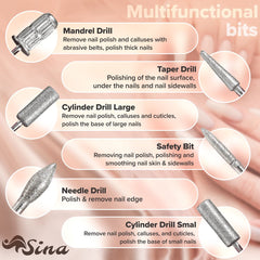 SINA Nagelvijl - Nagelvijl Electrisch - Nagelfrees - Manicure Set - Pedicure Set - Wit