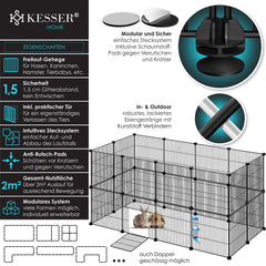 KESSER® Konijnenren - Konijnenhok - 36x216x216 cm - Binnen & Buiten - Zwart •