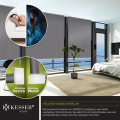 KESSER® Klemluifel - Balkonluifel - Rolgordijn - 100x240cm - Grijs